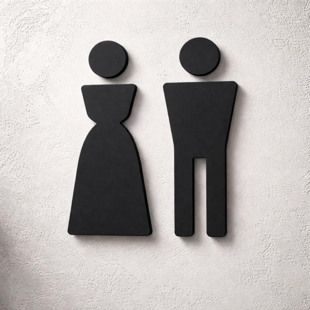 3D Printing Icon - Minimalist 3D Printed Male Female Restroom